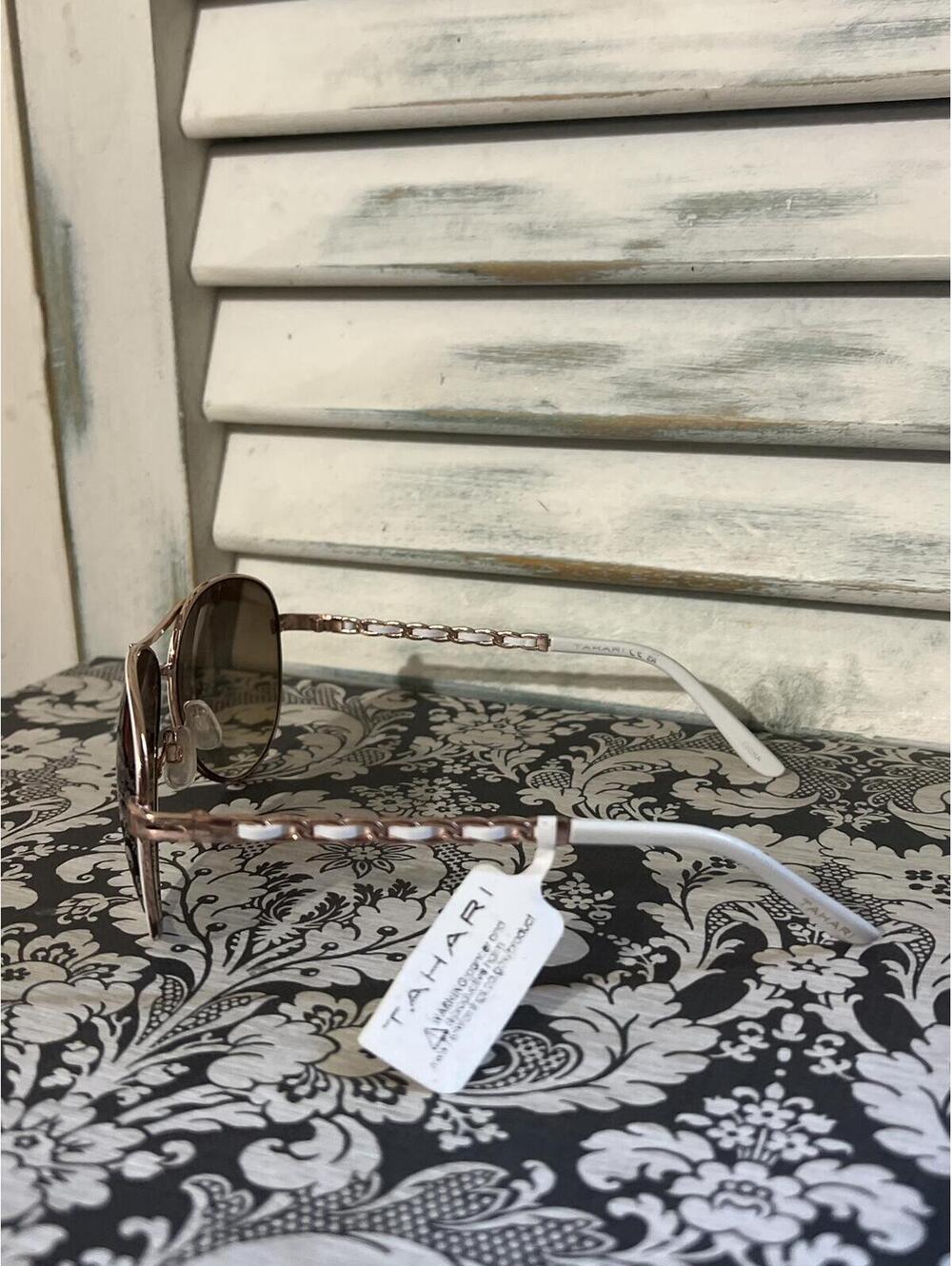 Tahari Aviator Sunglasses with White Arms - Picture 3 of 4